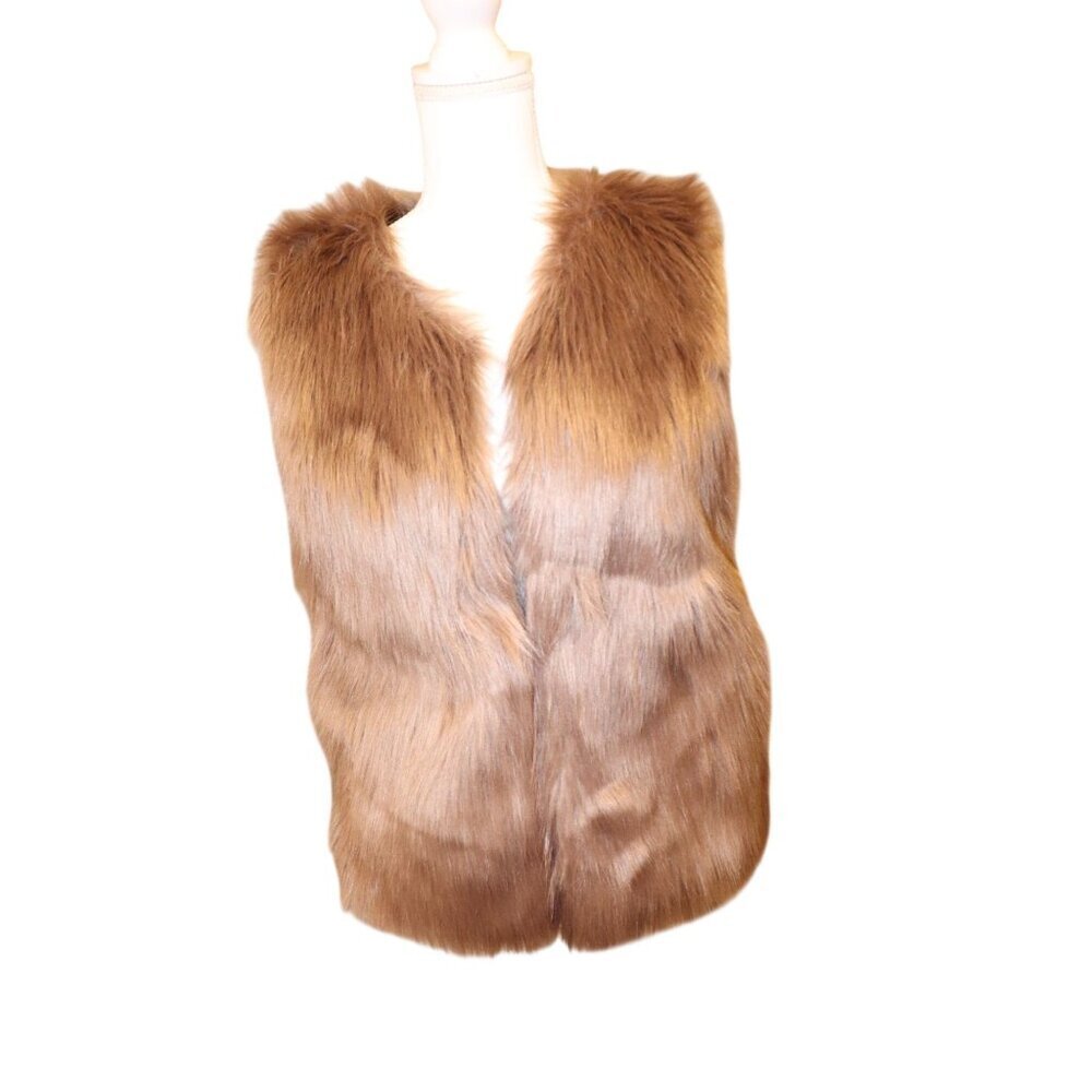 Commense Faux Fur Brown Sleeveless Vest, Small NWT
